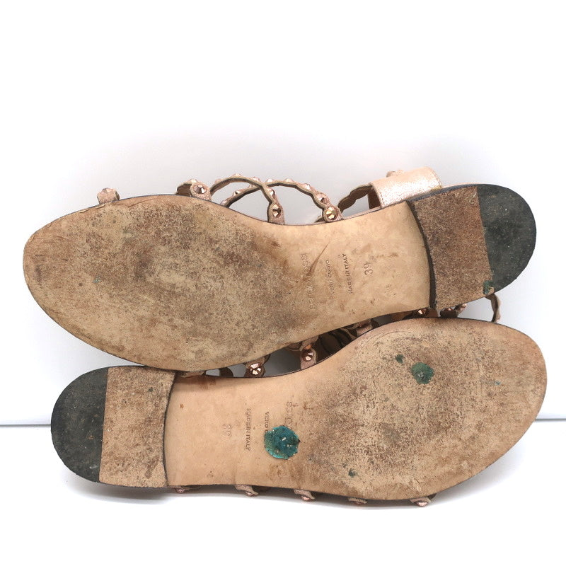 Sergio Rossi Crystal-Embellished Flat Sandals Kimberly Rose Gold Suede Size 39 product image 9, provided for visual