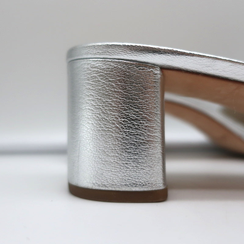 Loeffler Randall Vera Ruffle Slide Sandals Silver Metallic Leather Size 9 product image 3, provided for visual reference and