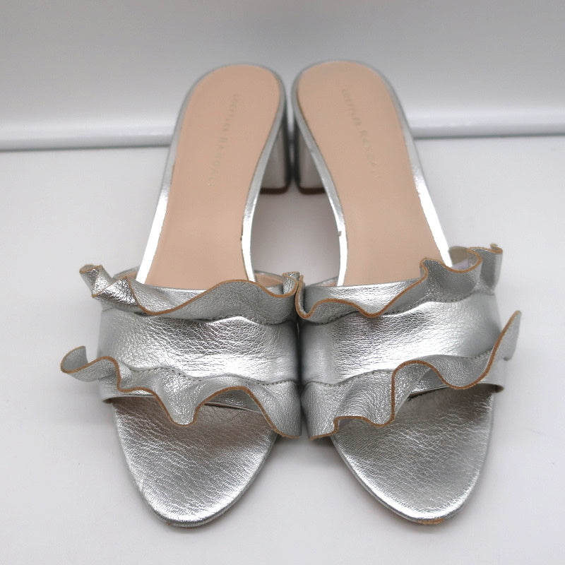 Loeffler Randall Vera Ruffle Slide Sandals Silver Metallic Leather Size 9 product image 4, provided for visual reference and