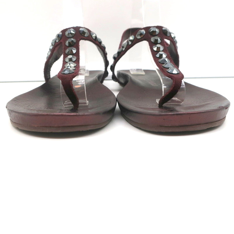 Pedro Garcia Judith Crystal Studded Thong Sandals Burgundy Suede Size 38.5 product image 4, provided for visual reference