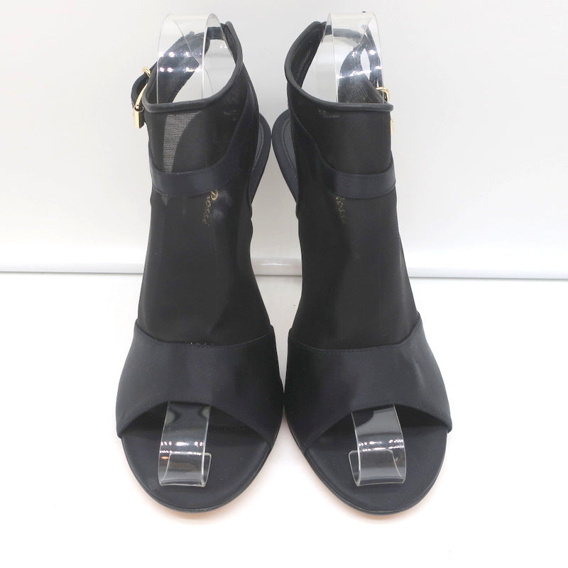 Gianvito Rossi Peep Toe Slingback Booties Black Satin & Organza Size 40 NEW product image 4, provided for visual reference