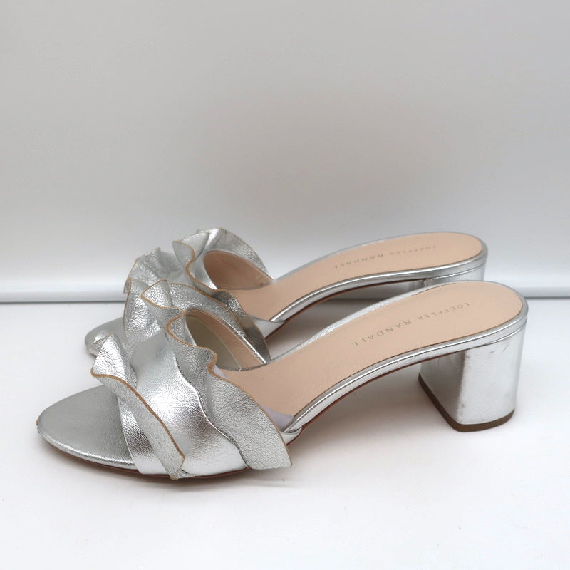 Loeffler Randall Vera Ruffle Slide Sandals Silver Metallic Leather Size 9 product image 6, provided for visual reference and