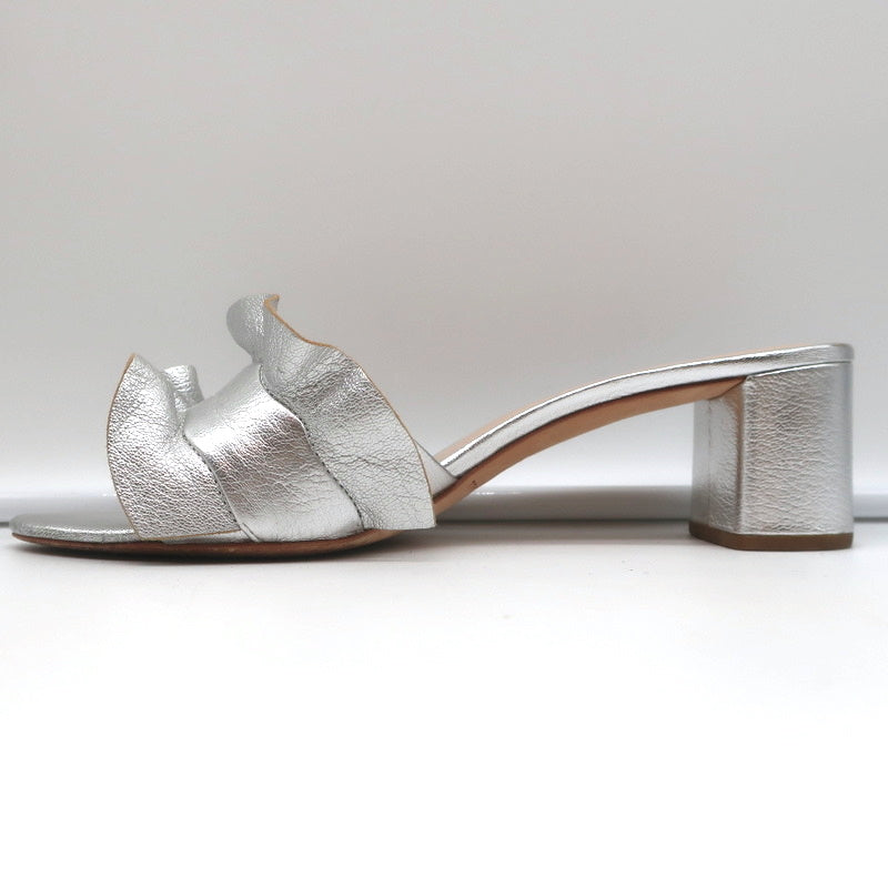 Loeffler Randall Vera Ruffle Slide Sandals Silver Metallic Leather Size 9 product image 8, provided for visual reference and