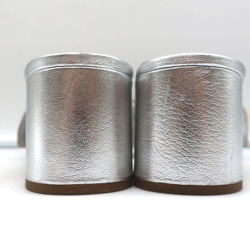 Loeffler Randall Vera Ruffle Slide Sandals Silver Metallic Leather Size 9 product image 9, provided for visual reference and
