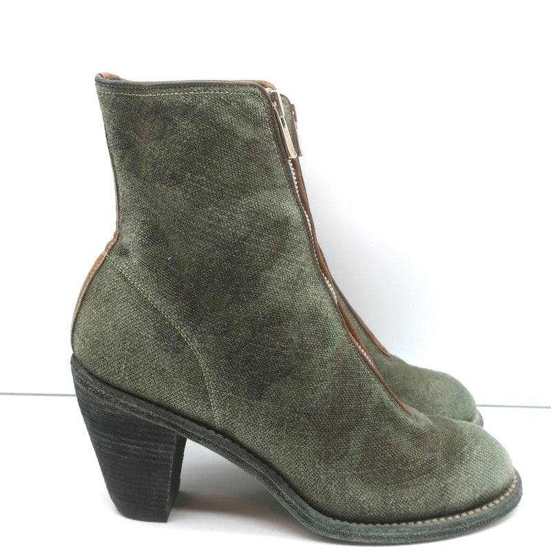 Guidi Zip-Front Ankle Boots 3006FZ Army Green Camouflage Print Canvas Size 40 product image 2, provided for visual reference