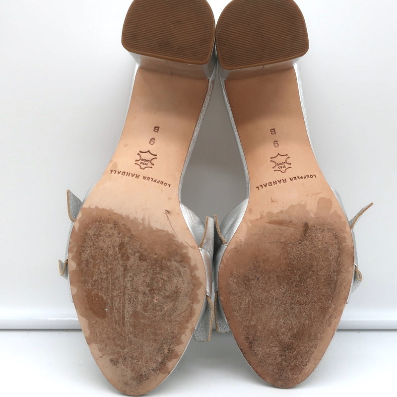Loeffler Randall Vera Ruffle Slide Sandals Silver Metallic Leather Size 9 product image 11, provided for visual reference