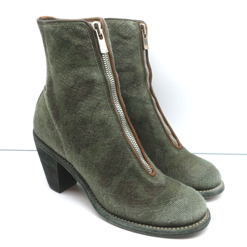 Guidi Zip-Front Ankle Boots 3006FZ Army Green Camouflage Print Canvas Size 40 product image 1, provided for visual reference