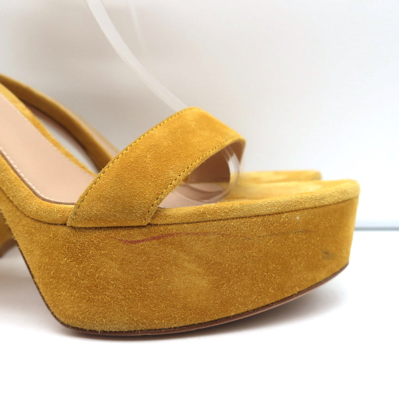 Gianvito Rossi Portofino Platform Ankle Strap Sandals Yellow Suede Size 36.5 product image 3, provided for visual reference