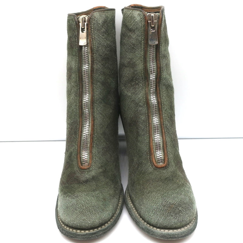 Guidi Zip-Front Ankle Boots 3006FZ Army Green Camouflage Print Canvas Size 40 product image 3, provided for visual reference