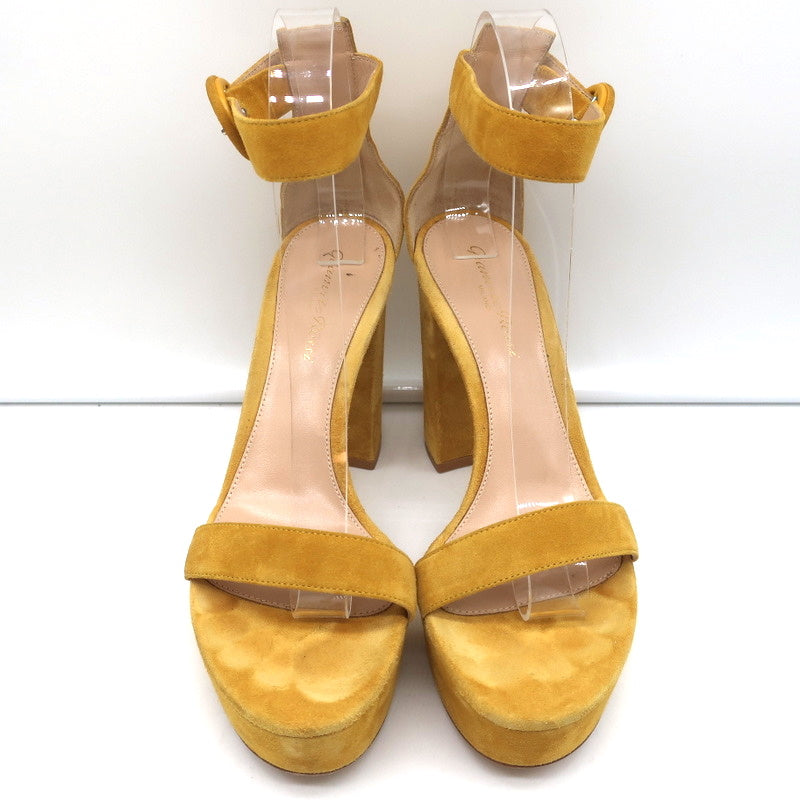 Gianvito Rossi Portofino Platform Ankle Strap Sandals Yellow Suede Size 36.5 product image 4, provided for visual reference