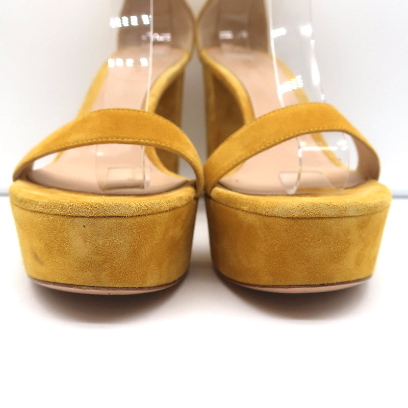 Gianvito Rossi Portofino Platform Ankle Strap Sandals Yellow Suede Size 36.5 product image 5, provided for visual reference