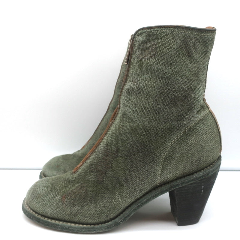Guidi Zip-Front Ankle Boots 3006FZ Army Green Camouflage Print Canvas Size 40 product image 6, provided for visual reference