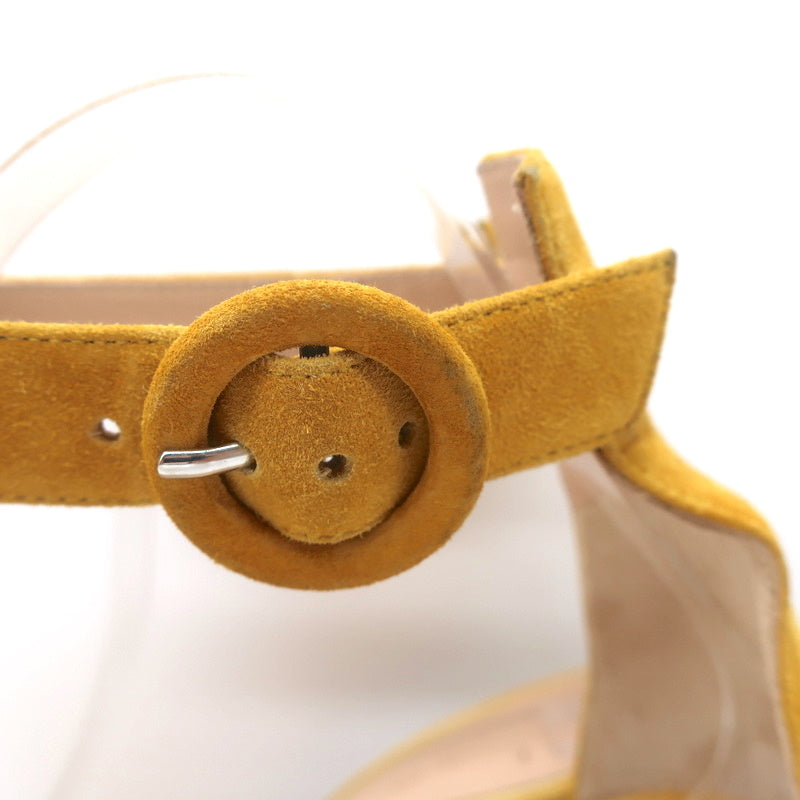 Gianvito Rossi Portofino Platform Ankle Strap Sandals Yellow Suede Size 36.5 product image 7, provided for visual reference