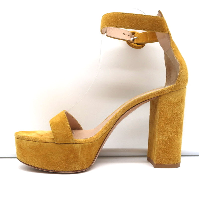 Gianvito Rossi Portofino Platform Ankle Strap Sandals Yellow Suede Size 36.5 product image 8, provided for visual reference