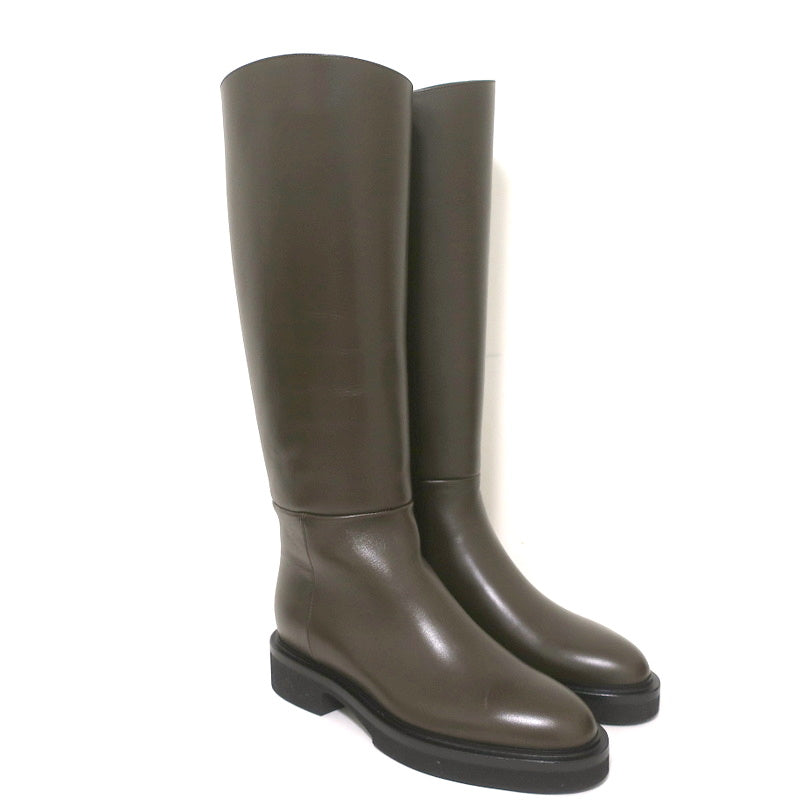 Khaite Derby Knee High Riding Boots Dark Brown Leather Size 38 NEW