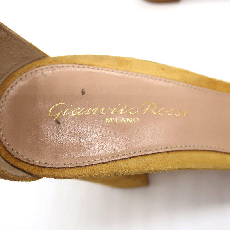Gianvito Rossi Portofino Platform Ankle Strap Sandals Yellow Suede Size 36.5 product image 11, provided for visual reference