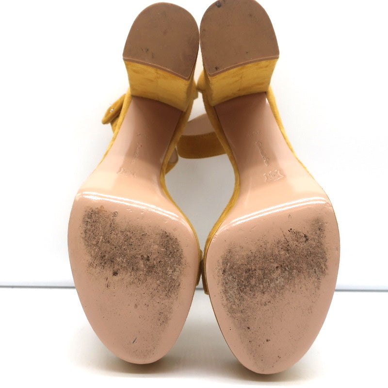 Gianvito Rossi Portofino Platform Ankle Strap Sandals Yellow Suede Size 36.5 product image 12, provided for visual reference