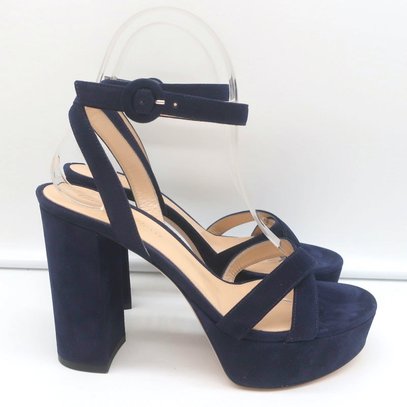 Gianvito Rossi Poppy Crisscross Platform Sandals Navy Suede Size 36.5 product image 2, provided for visual reference and