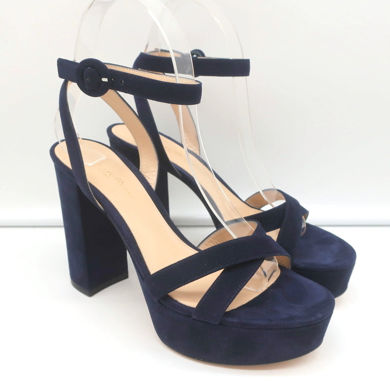 Gianvito Rossi Poppy Crisscross Platform Sandals Navy Suede Size 36.5 product image 1, provided for visual reference and