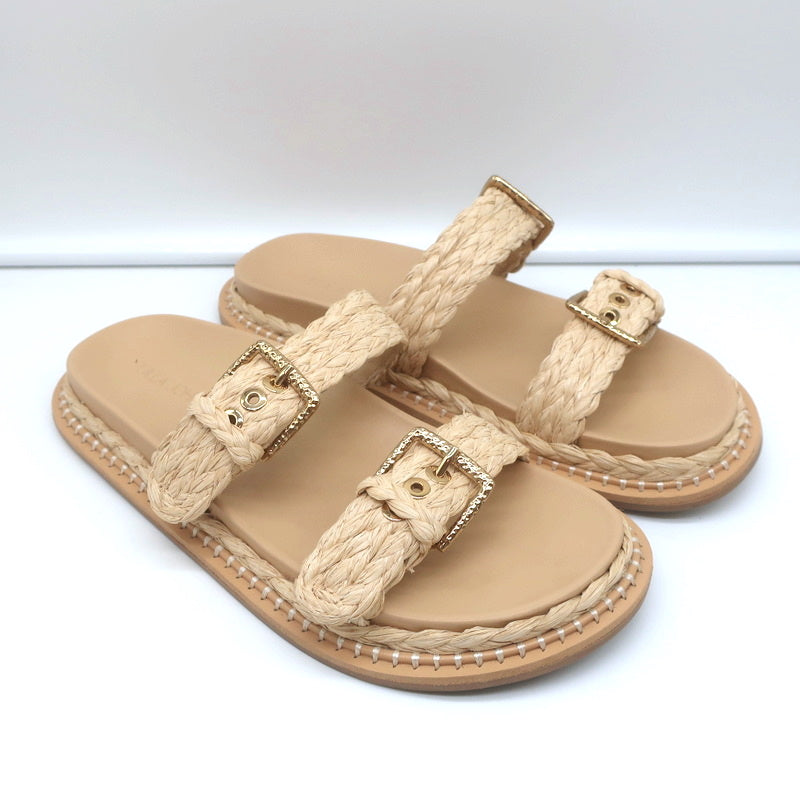 Ulla Johnson Kiera Raffia Slide Sandals Natural Size 39.5 product image 1, provided for visual reference and product detail