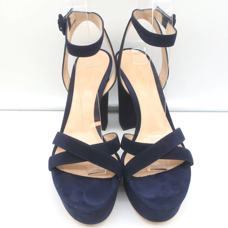 Gianvito Rossi Poppy Crisscross Platform Sandals Navy Suede Size 36.5 product image 3, provided for visual reference and