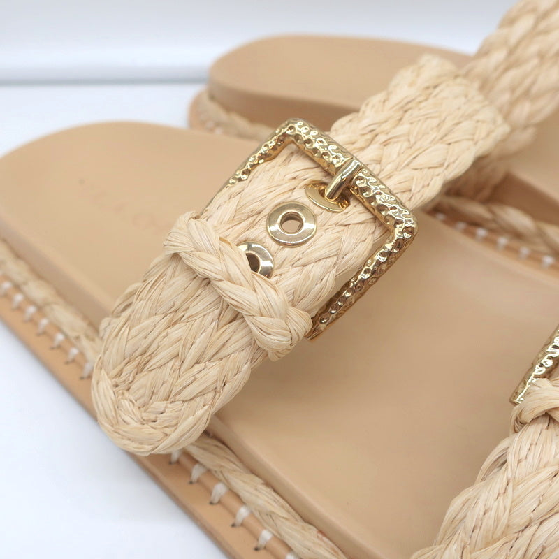 Ulla Johnson Kiera Raffia Slide Sandals Natural Size 39.5 product image 2, provided for visual reference and product detail