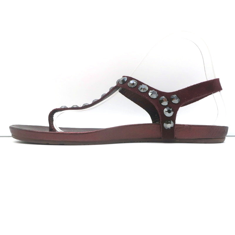 Pedro Garcia Judith Crystal Studded Thong Sandals Burgundy Suede Size 38.5 product image 6, provided for visual reference