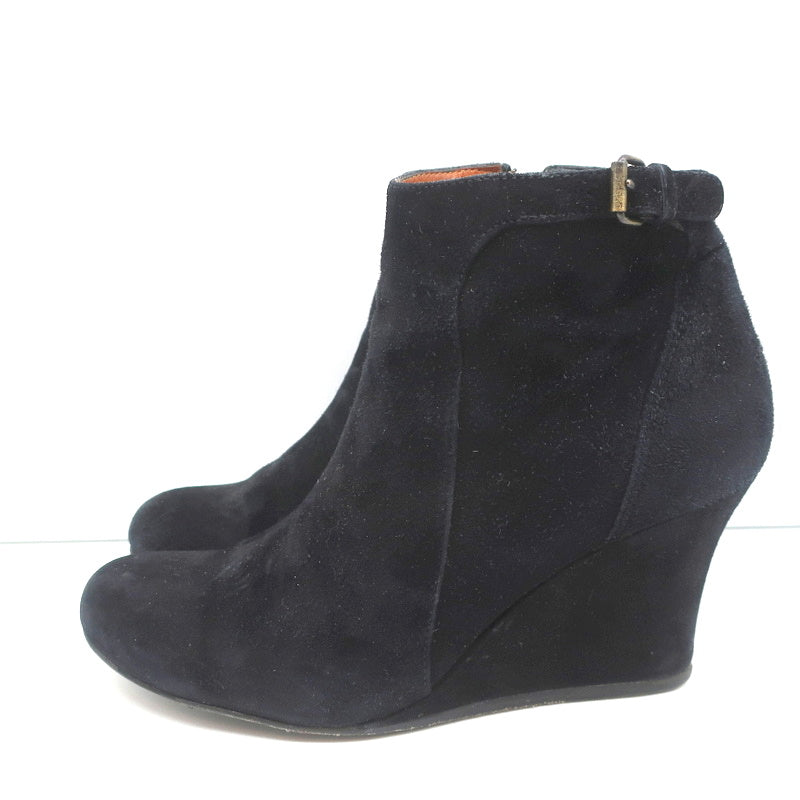 Lanvin Wedge Ankle Boots Black Suede Size 37 product image 6, provided for visual reference and product detail review