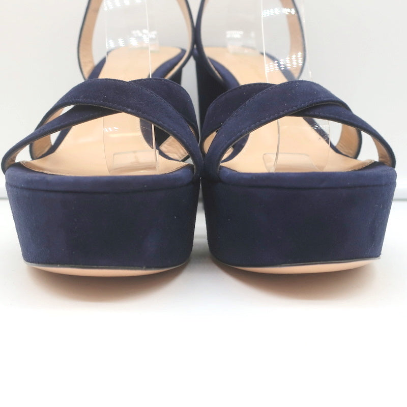 Gianvito Rossi Poppy Crisscross Platform Sandals Navy Suede Size 36.5 product image 4, provided for visual reference and