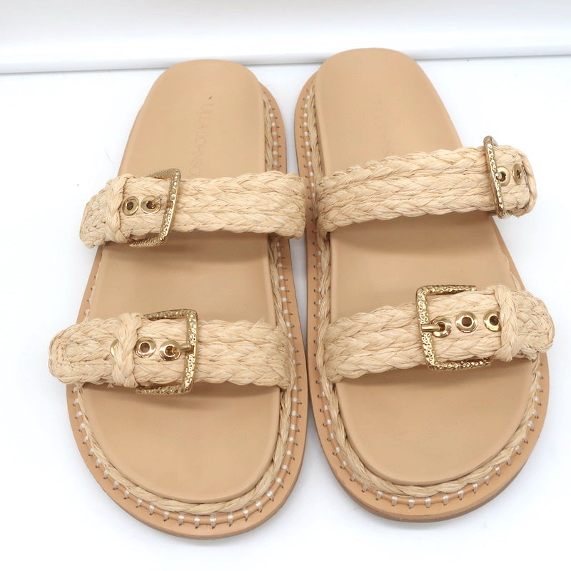 Ulla Johnson Kiera Raffia Slide Sandals Natural Size 39.5 product image 4, provided for visual reference and product detail