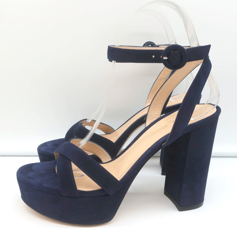 Gianvito Rossi Poppy Crisscross Platform Sandals Navy Suede Size 36.5 product image 5, provided for visual reference and