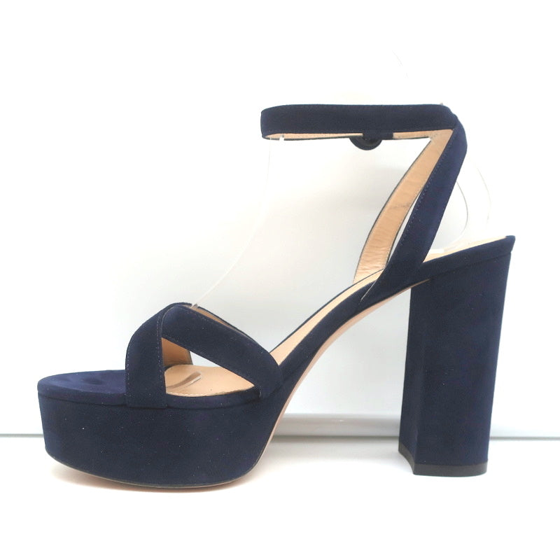 Gianvito Rossi Poppy Crisscross Platform Sandals Navy Suede Size 36.5 product image 6, provided for visual reference and