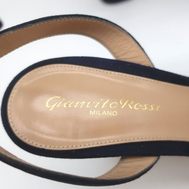 Gianvito Rossi Poppy Crisscross Platform Sandals Navy Suede Size 36.5 product image 8, provided for visual reference and