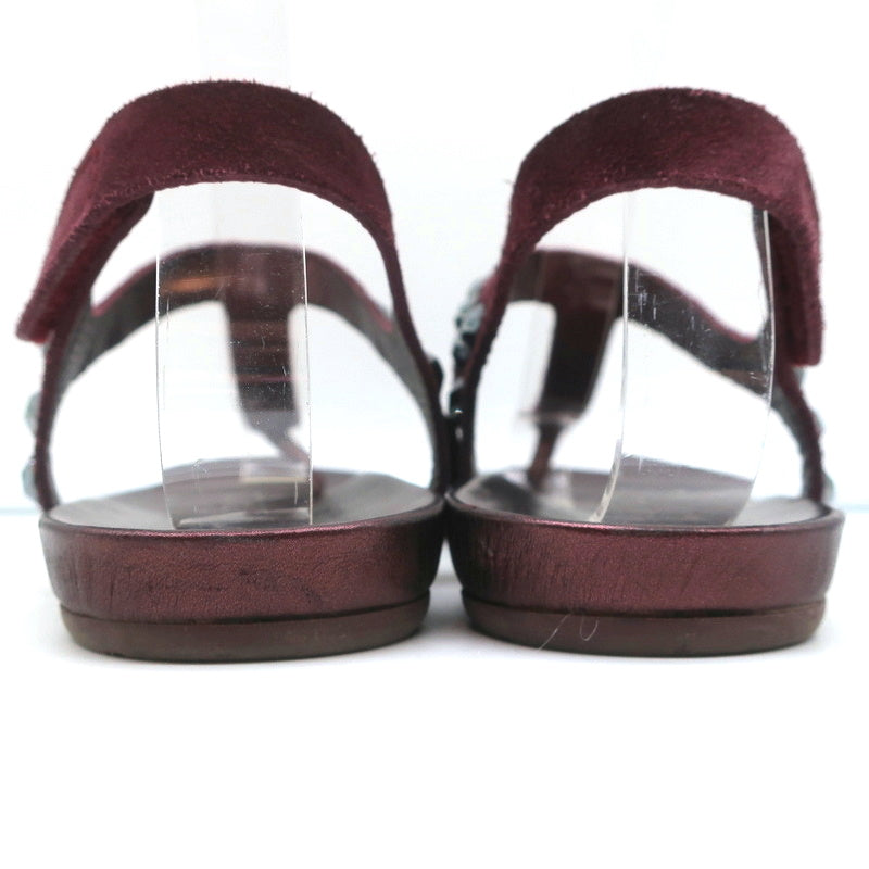 Pedro Garcia Judith Crystal Studded Thong Sandals Burgundy Suede Size 38.5 product image 7, provided for visual reference
