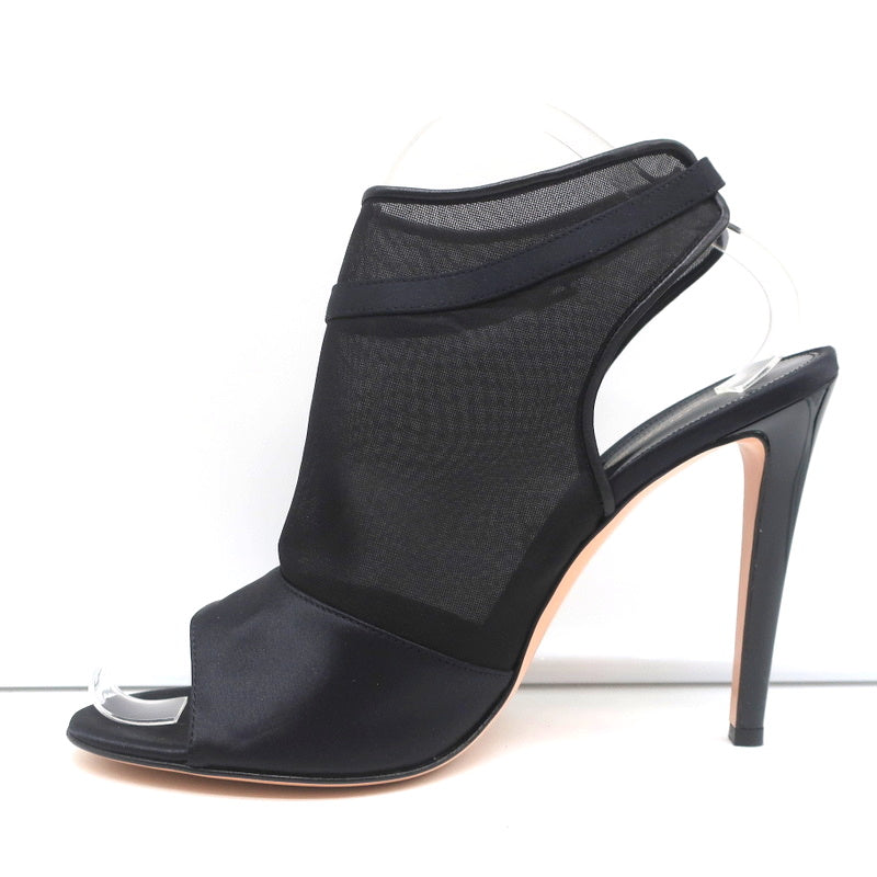 Gianvito Rossi Peep Toe Slingback Booties Black Satin & Organza Size 40 NEW product image 7, provided for visual reference
