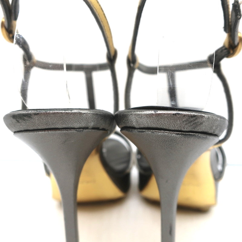 Yves Saint Laurent T-Strap Platform Sandals Gold/Pewter Metallic Leather Size 36 product image 9, provided for visual