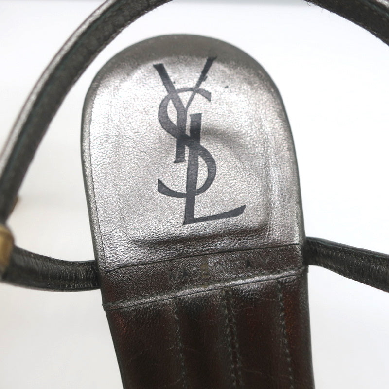 Yves Saint Laurent T-Strap Platform Sandals Gold/Pewter Metallic Leather Size 36 product image 10, provided for visual
