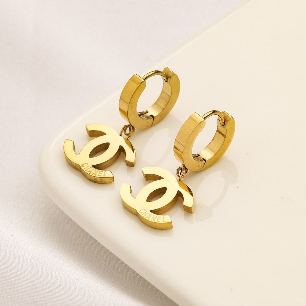 Xiaofeng Titanium Double C Earrings product image 7, provided for visual reference and product detail review