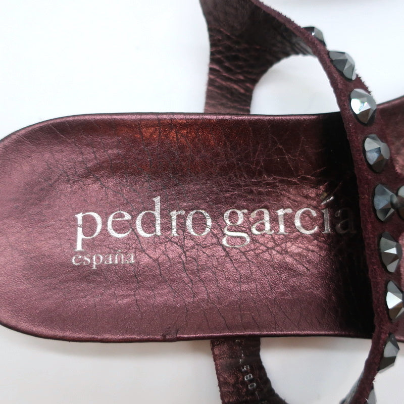 Pedro Garcia Judith Crystal Studded Thong Sandals Burgundy Suede Size 38.5 product image 8, provided for visual reference
