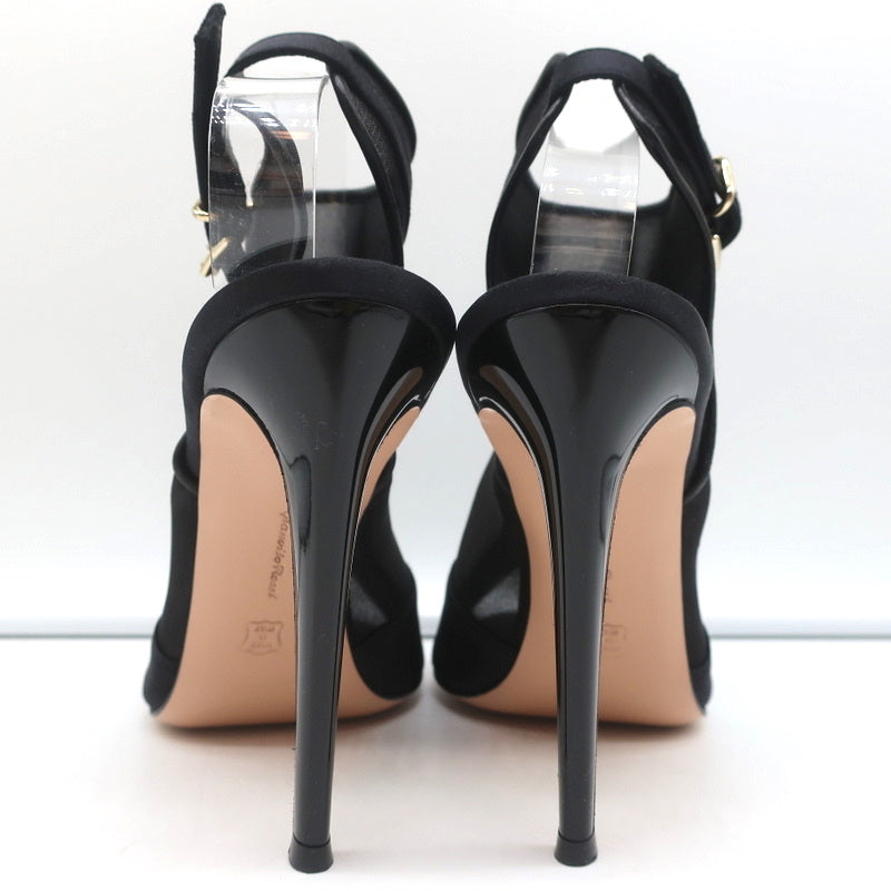 Gianvito Rossi Peep Toe Slingback Booties Black Satin & Organza Size 40 NEW product image 8, provided for visual reference