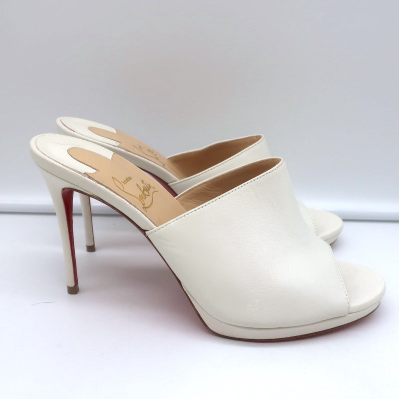 Christian Louboutin Pigamule Mules White Leather Size 36.5 Open Toe Heels product image 2, provided for visual reference and