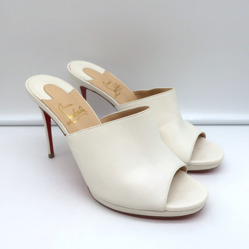 Christian Louboutin Pigamule Mules White Leather Size 36.5 Open Toe Heels product image 1, provided for visual reference and