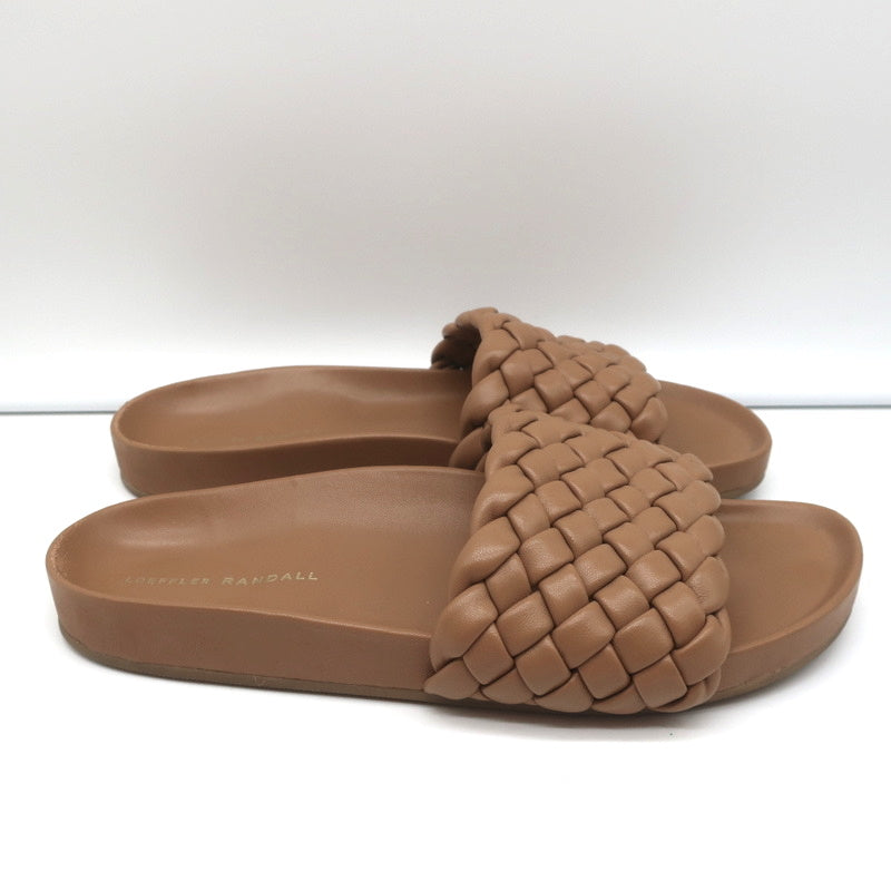 Loeffler Randall Sonnie Woven Slide Sandals Dark Sand Leather Size 9.5 product image 2, provided for visual reference and