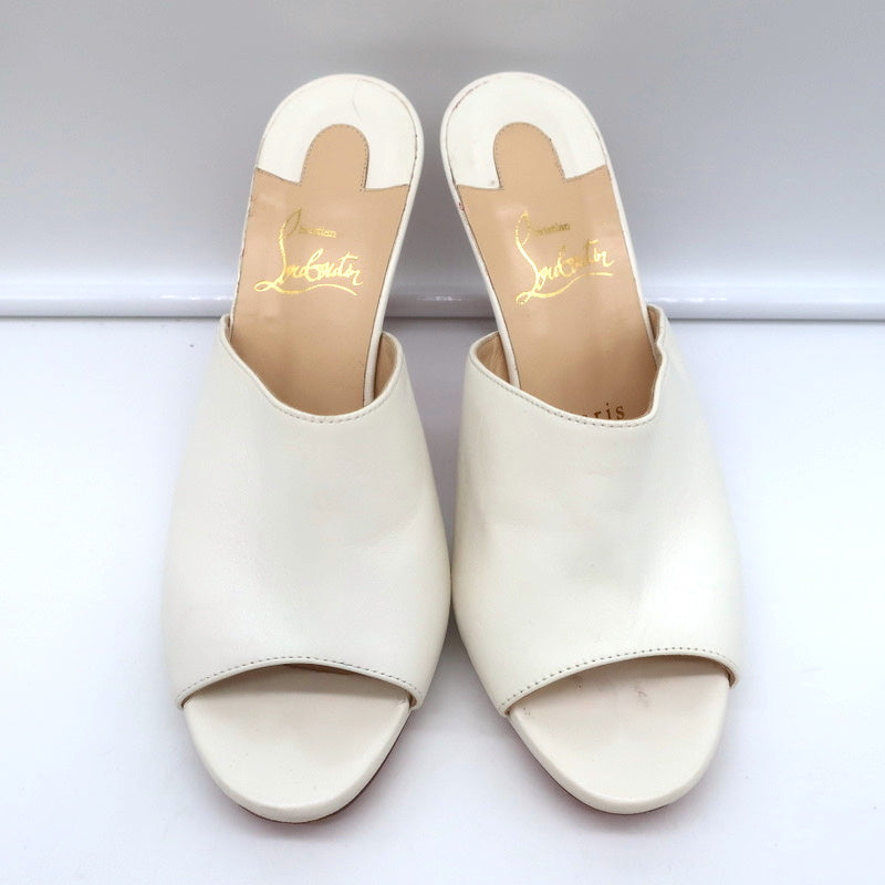 Christian Louboutin Pigamule Mules White Leather Size 36.5 Open Toe Heels product image 3, provided for visual reference and