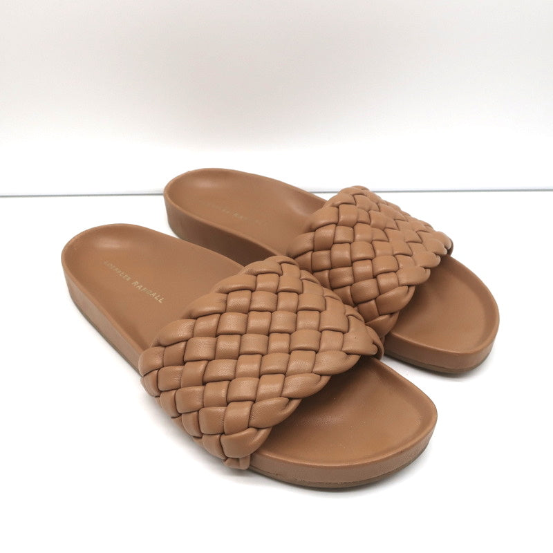 Loeffler Randall Sonnie Woven Slide Sandals Dark Sand Leather Size 9.5 product image 1, provided for visual reference and