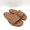 Loeffler Randall Sonnie Woven Slide Sandals Dark Sand Leather Size 9.5 product image 1, provided for visual reference and