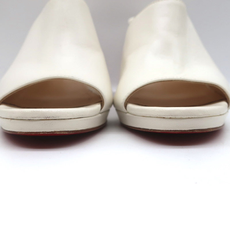 Christian Louboutin Pigamule Mules White Leather Size 36.5 Open Toe Heels product image 4, provided for visual reference and