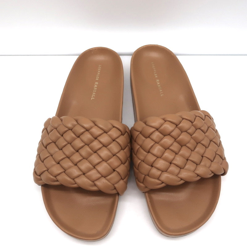 Loeffler Randall Sonnie Woven Slide Sandals Dark Sand Leather Size 9.5 product image 3, provided for visual reference and