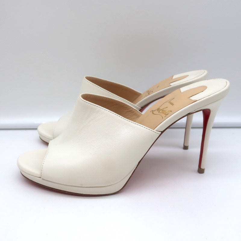 Christian Louboutin Pigamule Mules White Leather Size 36.5 Open Toe Heels product image 5, provided for visual reference and