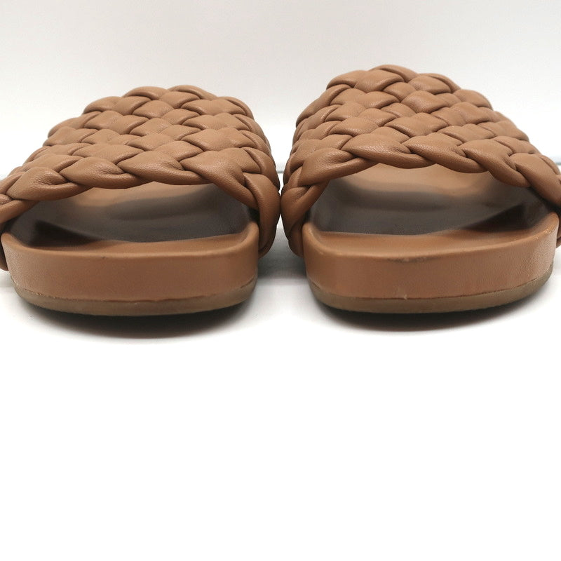 Loeffler Randall Sonnie Woven Slide Sandals Dark Sand Leather Size 9.5 product image 4, provided for visual reference and